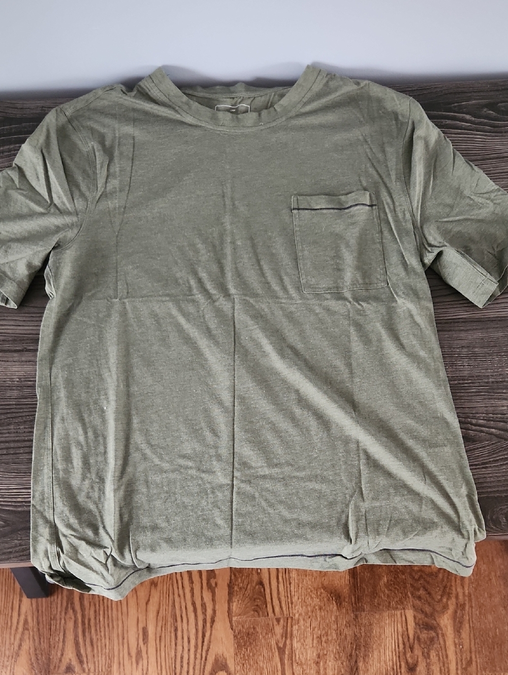 Lahgo Men's Green Crew Neck Pima Cotton Pocket T-Shirt